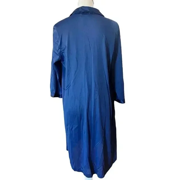 VANITY FAIR VINTAGE blue sheer button up pajama gown size medium - Picture 6 of 7